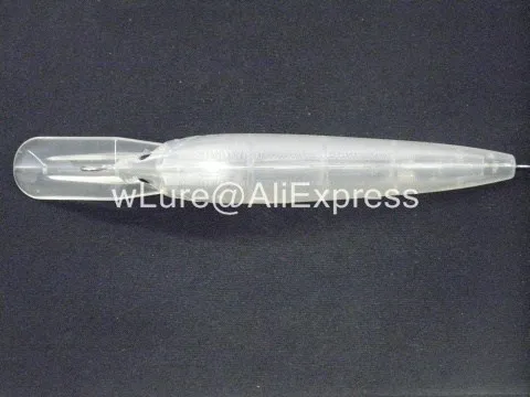 WLure 17 см, большой размер, Minnow, неокрашенные прозрачные приманки, 10 приманок в упаковке, для глубокого дайвинга, 5 метров, для морской рыбалки, UPM511P10