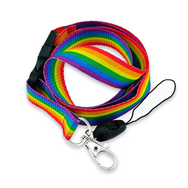 neck lanyards for keys mobile phone rainbow stripes lanyard id card