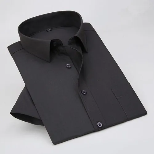 VISADA JAUNA, мужская рубашка,, короткий рукав, хлопок, Camicia Uomo, летняя, повседневная, облегающая, мужская рубашка, платье, большой размер, S-5XL, N970 - Цвет: Gray