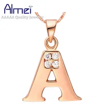 Letter Necklaces for Women Rose Gold Plated Fashion Crystal Pendant A B C D E F G H I J K L M N O P Q R S T U V W X Y Z N958 a n t i d o t e