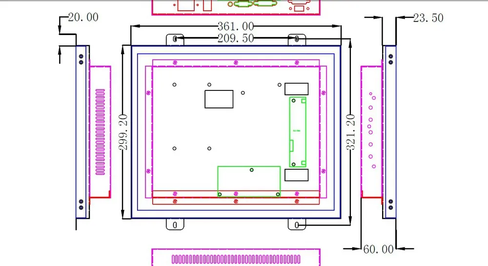 Настоящий Hmi корпус открытая рамка Vga Dvi Ac110~ 240v вход Usb R232 резистивный сенсорный экран промышленный монитор для машины