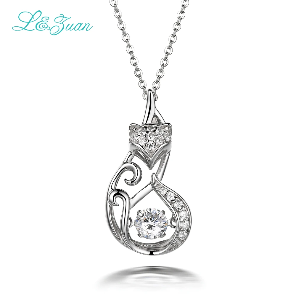 

Hot 925sterling silver Shimmering 1.1ct Japan Original Smart Series Dancing Fox Pendant Jewelry with silver chain christmas gift