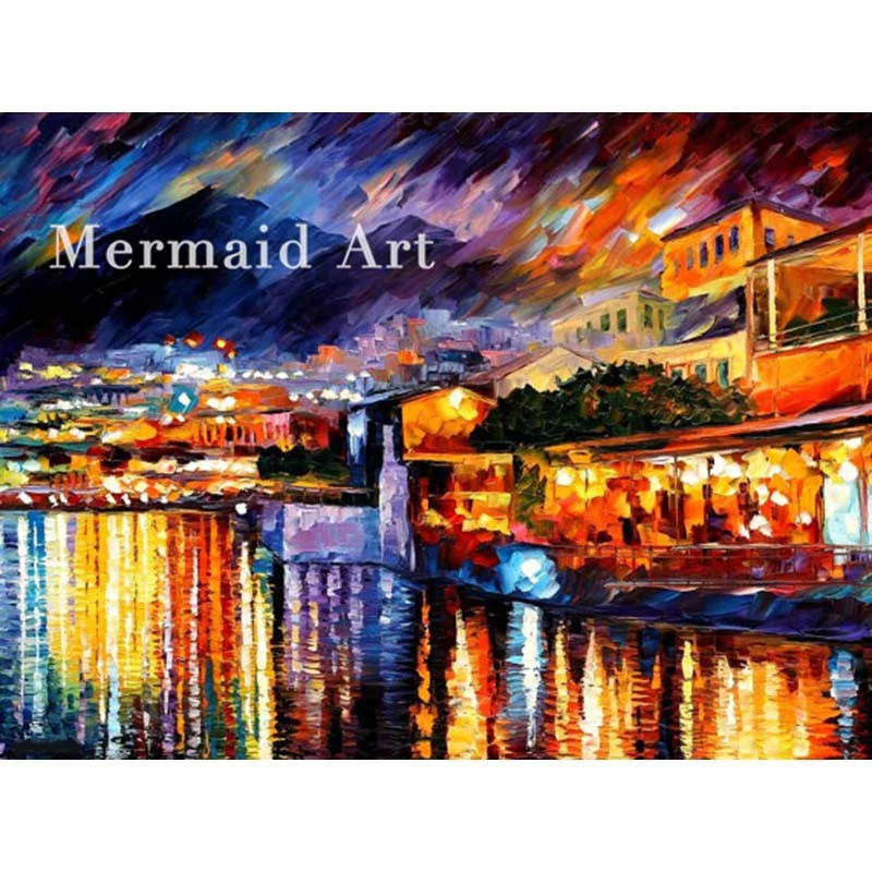

Hand Painted Oil Painting On Canvas Naples Vesuvius Abstract Palette Knife Painting Living Room Decor Artwork Figures Poster
