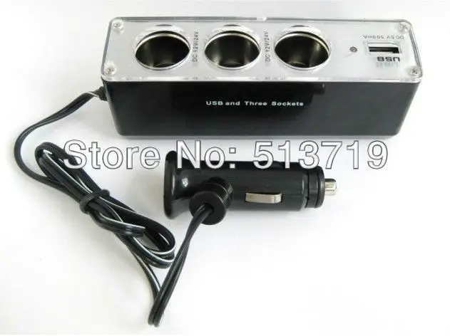 USB + 3 путь Авто Авто-прикуриватели Splitter гнезда Подключите Зарядное устройство 12 В адаптер автомобильный аксессуар стайлинга автомобилей