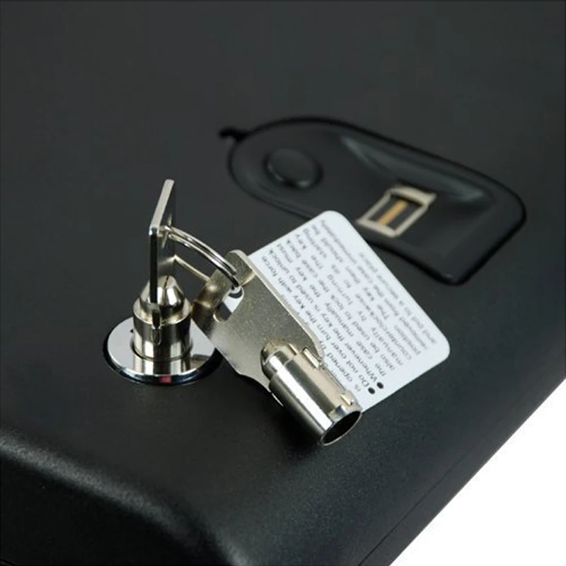 Fingerprint Safe Box Solid Steel Security Key Gun Valuables Jewelry Box Protable Security Biometric Fingerprint Safes Strongbox