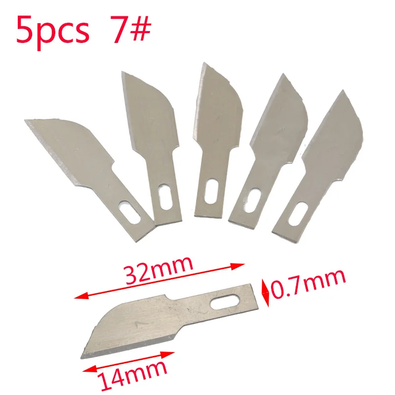 5pcs Silver Прецизионный нож для хобби, лезвия из нержавеющей стали для рукоделия, ремонт печатных плат, кожаные пленки, инструменты, ручка, многоцелевая бритва, сделай сам - Цвет: 5pcs Silver