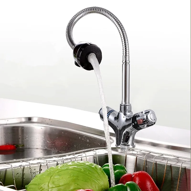 

High quality brass chrome finish kitchen thermostatic faucet,Constant temperature mixer kitchen faucet,the mixer basin faucet