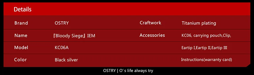 OSTRY KC06A(+ OS100/OS200/OS300) Динамические HIFI наушники-вкладыши процесс вакуумного покрытия 10 мм CCAW привод