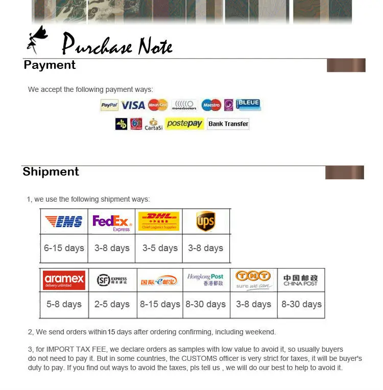 payment, shipment