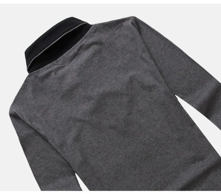 Новая весна и осень Мужская slim fit V шеи Длинные рукава футболка мужская одежда мода черный и темно-серый Основные хлопок футболки D140