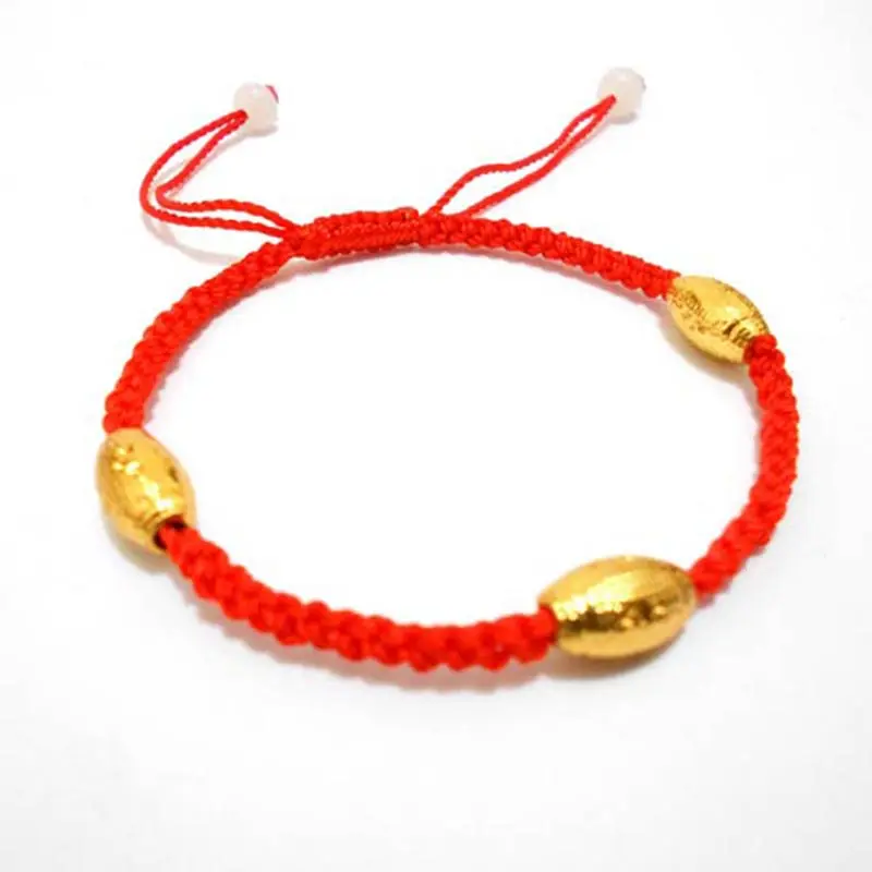 Woven Bracelet New Arrival Three Gold Beads Hand woven Red String Bracelets Wholesale Jewelry ...
