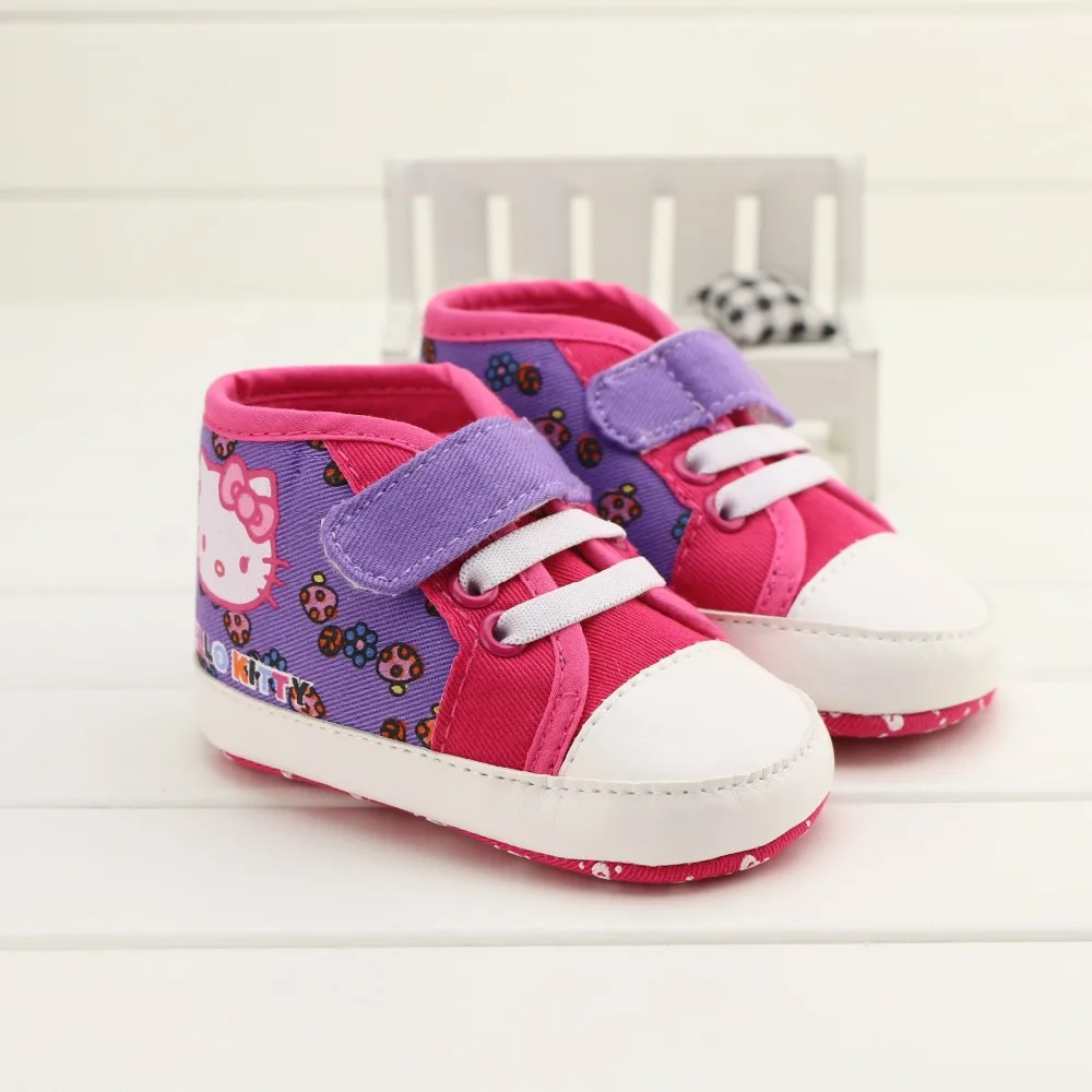 

High Quality Lovely Cute Baby Girls Shoes Hello Kitty Cat Style Non Slip Soft Botton Infants Toddlers Footwear For 0-12 Month