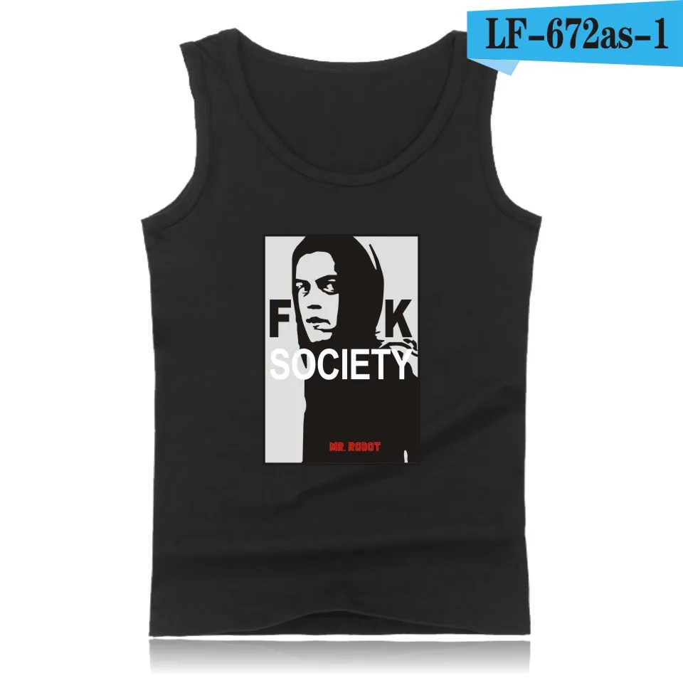 Mr Robot/топ на бретелях с героями мультфильмов, 4 цвета, мужские топы без рукавов и модные хлопковые летние жилеты без рукавов, 3xl 4xl - Цвет: black