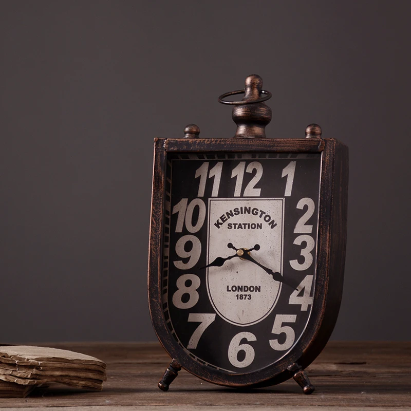 American style iron table vintage clock handmade oversized luxury wall clock Bar restaurant cafe