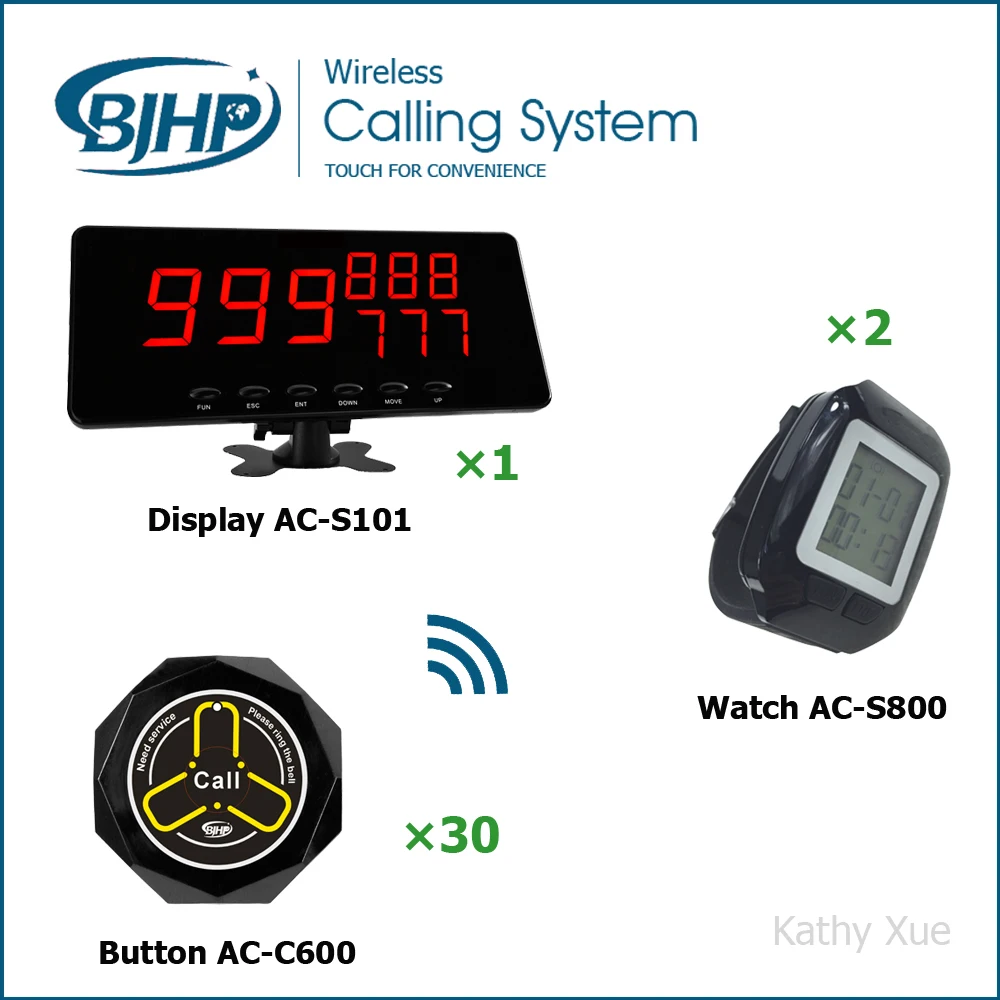 

Easy Installation Wireless Restaurant Waiter Calling System (1 Display Panel +30 Call Buttons +2 Watch Pager)