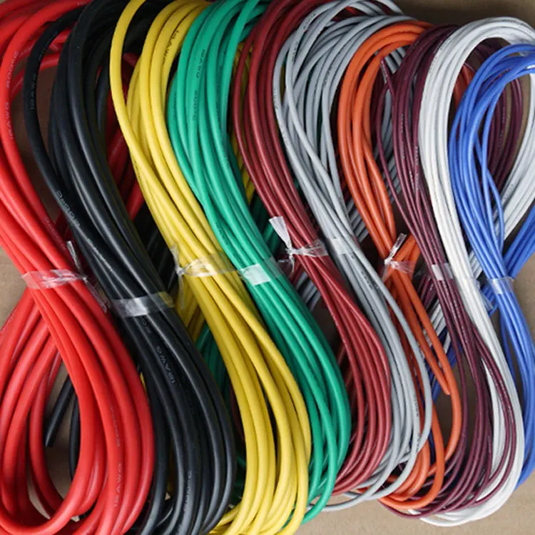 Fil de câble en silicone souple résistant à la chaleur, sil résistant à la chaleur, 12AWG, 14AWG, 16AWG, 18AWG, 20AWG, 22AWG, 24AWG, 26AWG, 28AWG, 30AWG