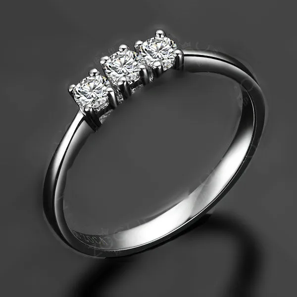 Краткое кольцо три камня 0.3ct 925 SONA имитировать кольцо с бриллиантом Обручение для Для Женщин стерлингов Серебряные ювелирные изделия 18 К белый позолоченные