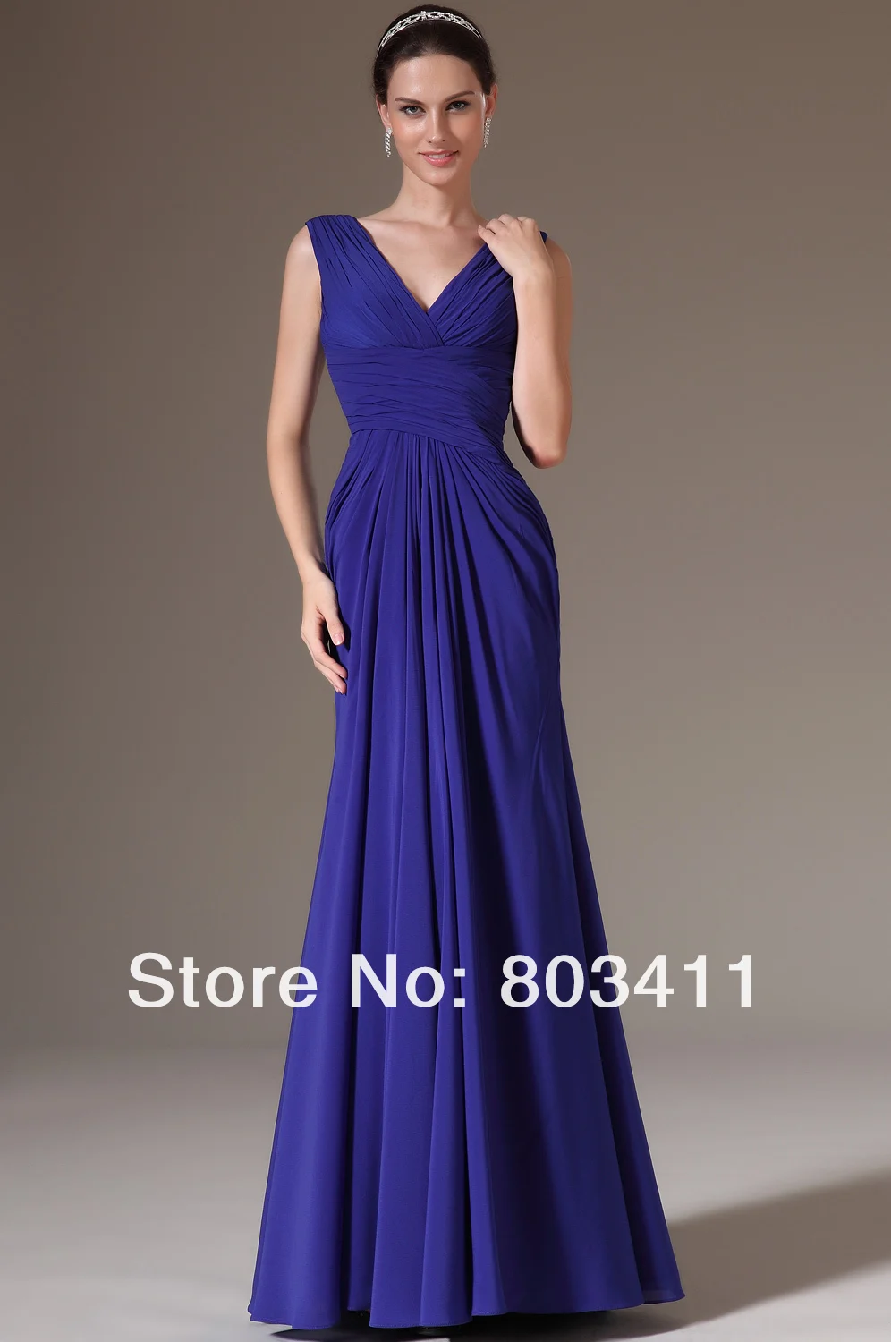 Новые синие шифоновые вечерние платья с v-образным вырезом и кружевной спинкой