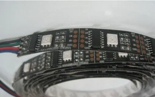 5 м DC5V WS2801IC(256 шкала) 32 шт. IC, 32 шт. 5050 SMD белый или черный PCB гибкий свет/светодиодные полосы WS2801