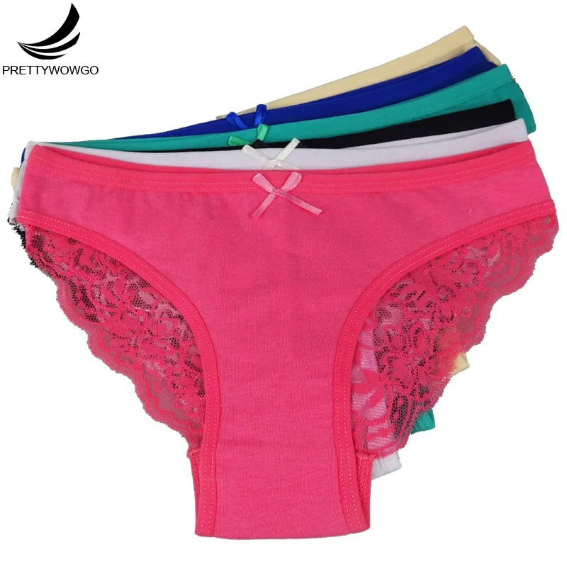 

Prettywowgo 5 pcs/lot Wholesale Lace Briefsr 2019 Sexy Cotton Women Lace Transparent Panties 6792