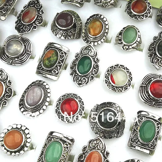 New 25pcs mixed styles vintage Antique Silver Jewellery Rings wholesale lot 
