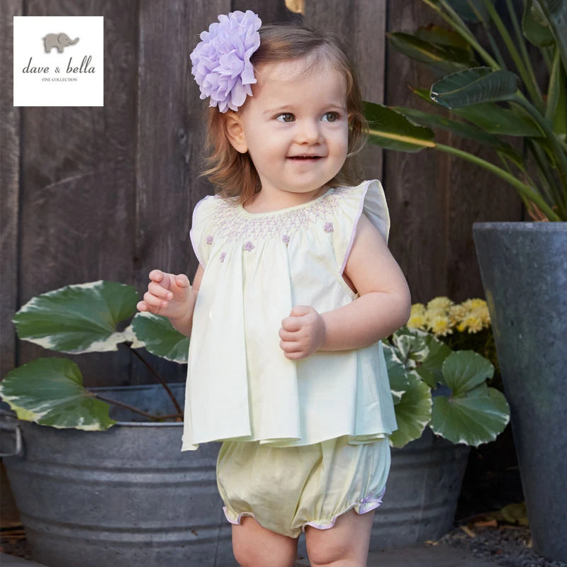 DB3321 dave bella summer baby girls cute sweet clothing sets bibi set
