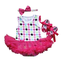 Baumwollmischung Baby Mädchen Kleidung Kleid Infant Outfits Tutu Strampler + Stirnband + Schuhe