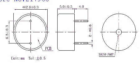 Piezo buzzer std12055 tamanho: 12*5.5 buzzer passivo parte inferior da capa