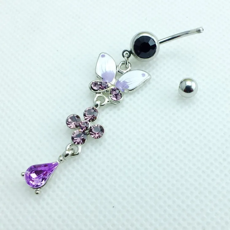 Оптовая продажа Новые Средства ухода за кожей Jewelry, Мода пирсинг пупка, нежный капельного маленькая бабочка, пупок Кольца Бесплатная