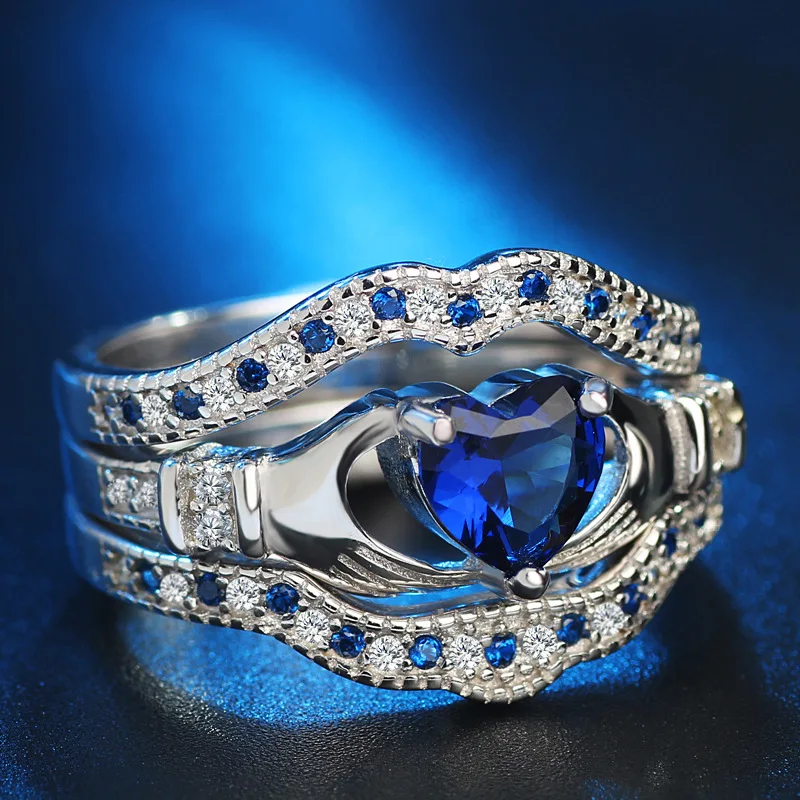 Newest Design AAA 925 sterling silver rings for women Cross Heart Crystal Rings For Women Jewelry Aneis Feminino Ring