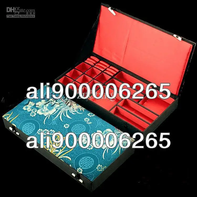 Boutique Multi-purpose Jewellery Box Silk Printed Multiple Ring Storage Box Pendant Boxes Necklace Gift Boxes Wholesale 1pcs mix color Free