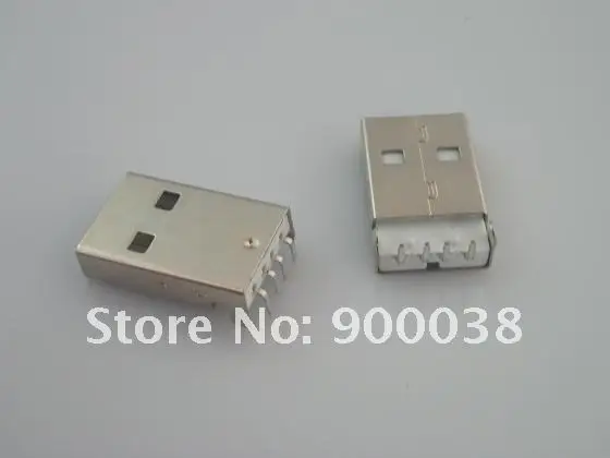 Бесплатная Доставка 100 шт. Разъемы USB Тип Мужской Угловые DIP 4 Шпильки белый изолятор
