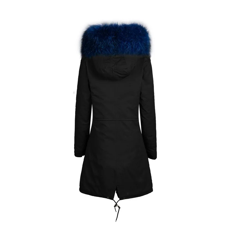 Army Green Jacket Women Real Raccoon Fur Hooded Parka With Fur Lining For Winter DHL EMS Fedex Delivery