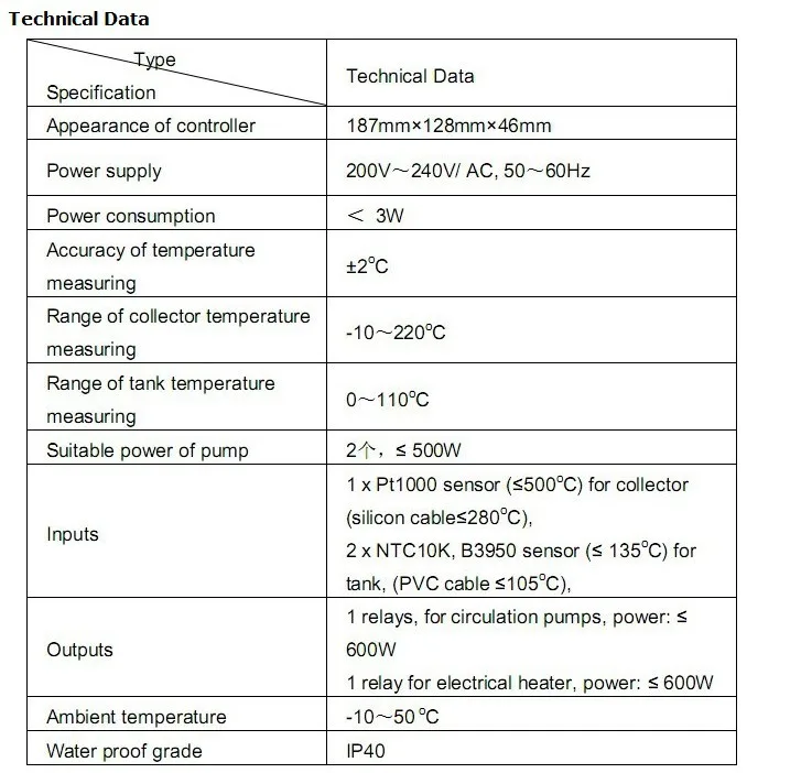 Разделение Солнечный контроллер нагревателя воды SR208C с 1* pt1000 и 2* ntc10k Датчики, водонагревательная система на солнечной батарее контроллер SR208C