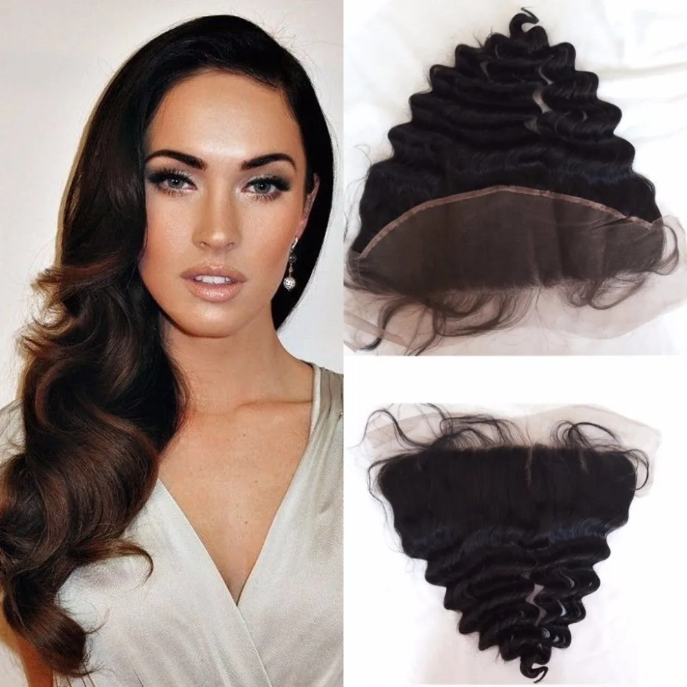 

Peruvian lace frontal closure with baby hair peruvian loose wave virgin hair natural black unprocessed human hair closure