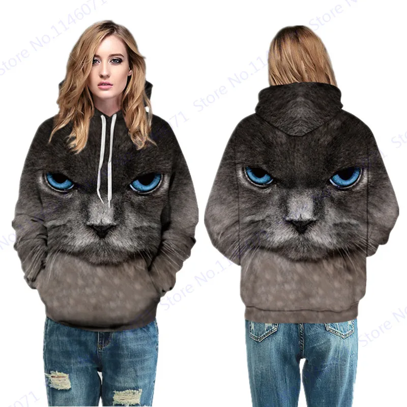 Lovely Black Cat With Pale Blue Eyes Hooded Sport Suit Tracksuits