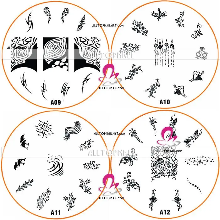 7 см тиснения серии Дизайн ногтей изображение шаблона штемпеля плиты 400 шт./лот A_Grade Нержавеющая сталь большой штамповка плиты изображения A01-A40