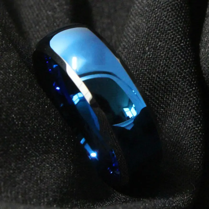 8mm-Tungsten-Mens-Blue-Domed-with-Beveled-Silver-Edges-Band-Engagement-Ring