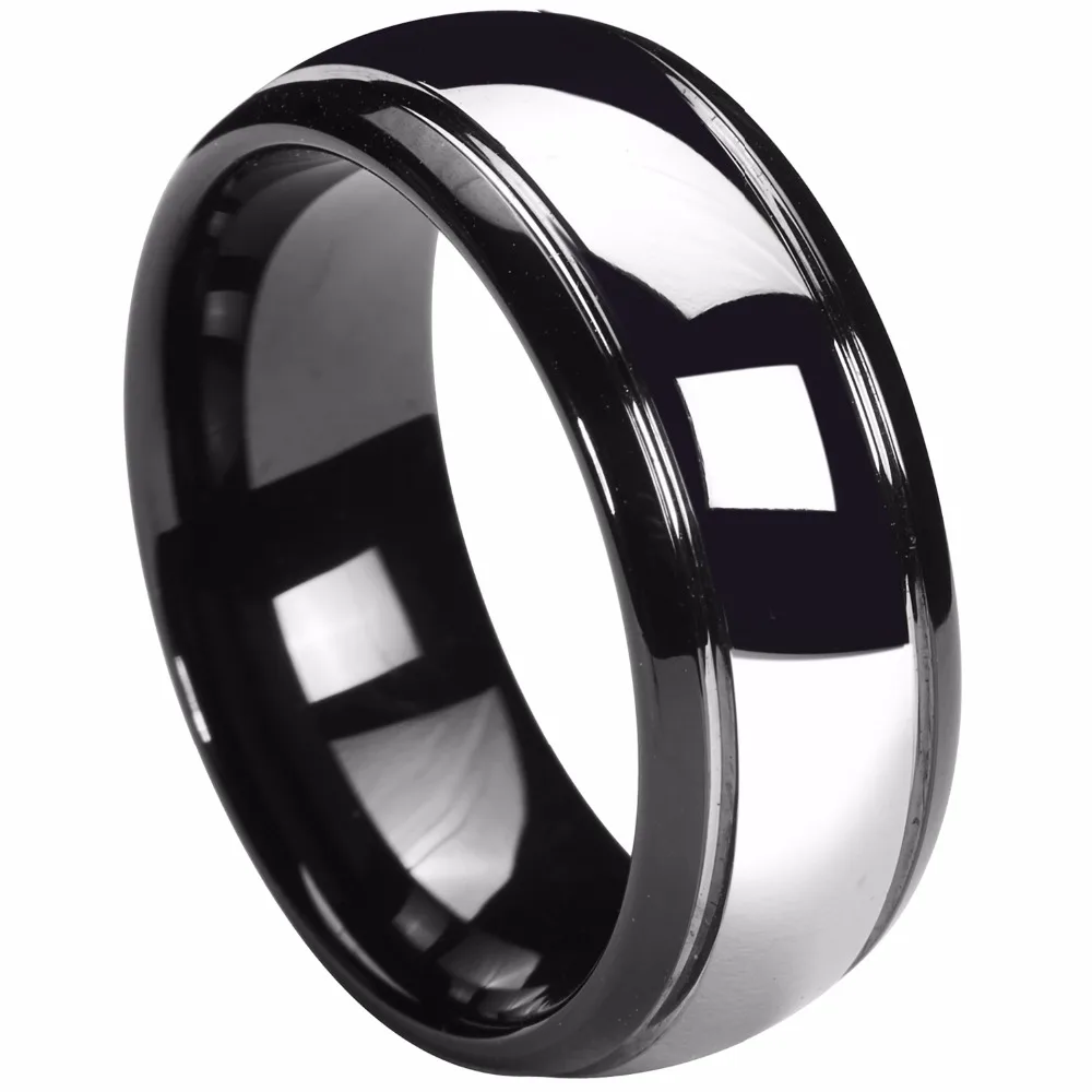 8 мм черное серебро Dome tungsten Карбид кольцо мужские обручальные кольца Свадебные ювелирные изделия парные кольца для влюбленных