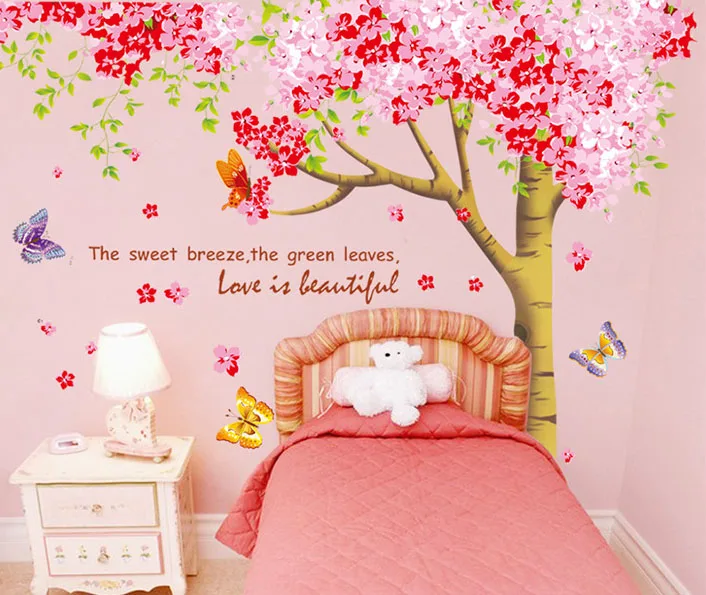 Affiche Murale Cerisier Extra Large Autocollant De Citation Motif Fleur Romantique Tronc D Arbre Decoration Murale Aliexpress
