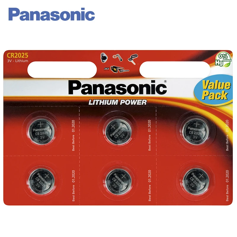 Литиевые дисковые батарейки Panasonic CR-2025EL/6BP 6шт. | Электроника