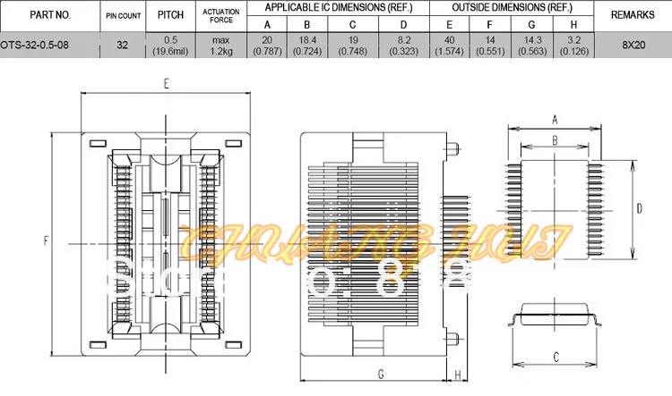 PROM8908E программатор адаптер TSOP32-DIP32 адаптер тестовая розетка/IC Разъем Размер: 20/18. 4 мм