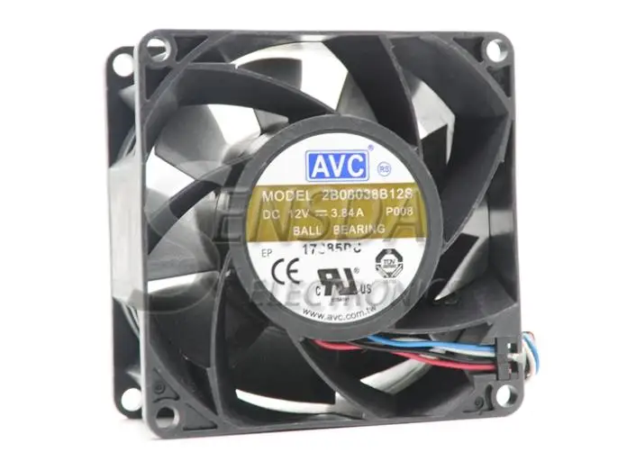 AVC 2B08038B12S P059 DC 12 В 3.84A Вентилятор охлаждения сервера площади Fan 80x80x38 мм 8 см 80 мм 4-провод