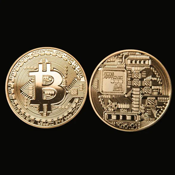 Позолоченные физическая Bitcoins-1 каждого-Casascius Биткойн BTC с чехол для сувенир подарок на Новый год BTC001