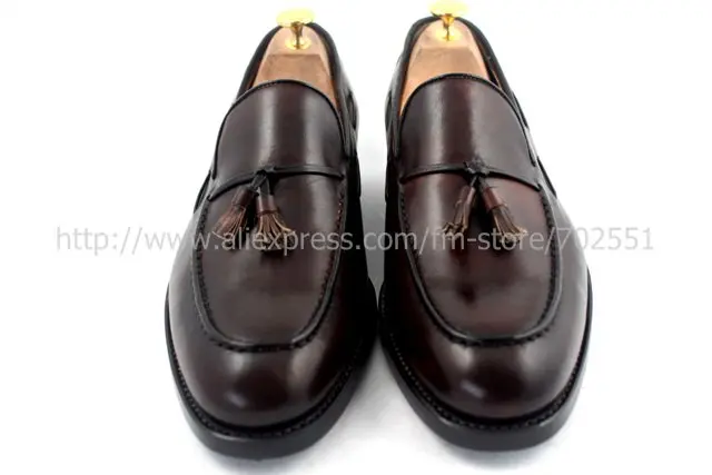 Free shipping goodyear welt handmade men's calfskin color coffee shoe No.Loafer 23