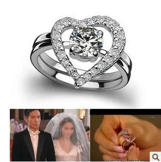 0.5CT два кольца в форме сердца, комбинированное кольцо из белого золота 18 К, сертифицированное женское кольцо с бриллиантом, обручальное кольцо