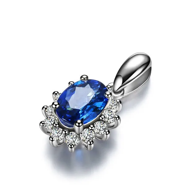GVBORI Роскошные 0.5ct естественный голубой сапфир драгоценный камень кулон для Для женщин Свадебные Валентина подарок партии Ювелирные украшения Бриллиантовая подвеска