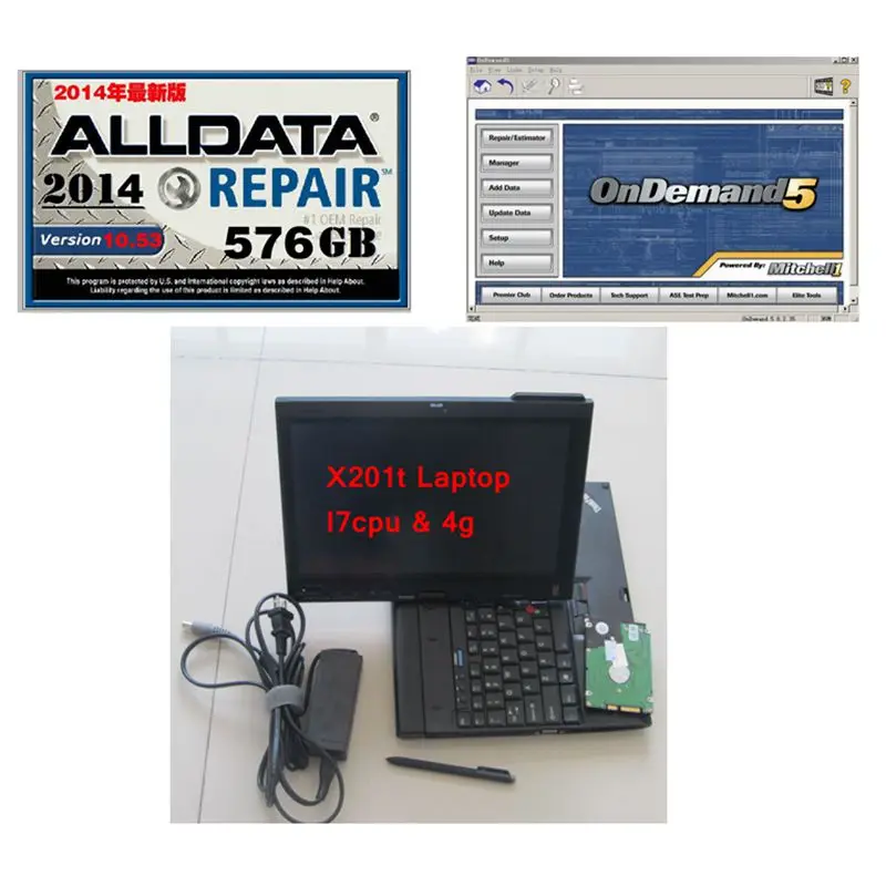 Горячая Распродажа alldata hdd с ноутбуком x201t i7cpu сенсорный экран Диагностика ПК установлен хорошо все данные 10,53+ m itchell по требованию