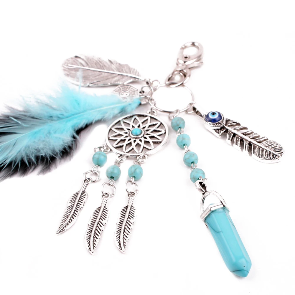Урожай Boho Перо Кисти Синтетический Опал Подвеска Брелок Брелок|key chain|key keychainkeyring