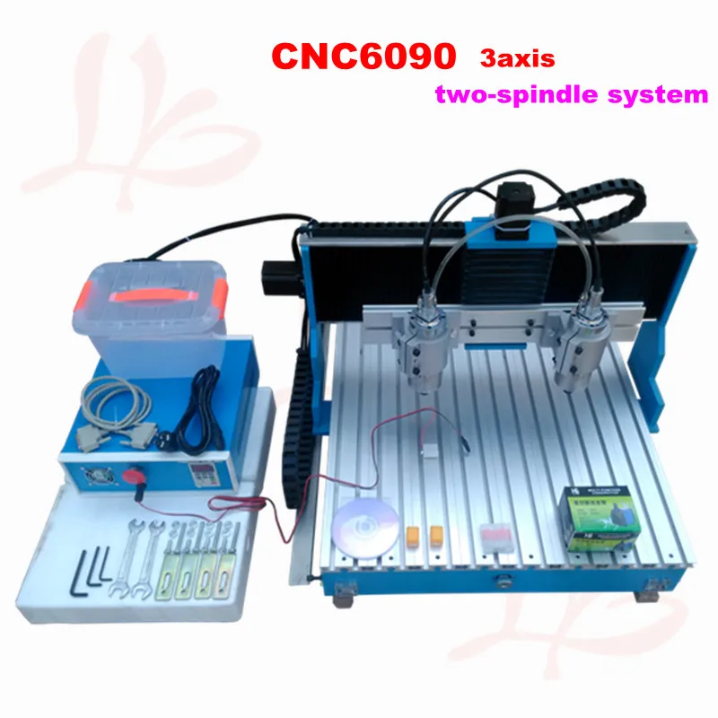 

new arrival 800w double spindle 3 axis cnc machine 6090 mini CNC engraving machine with linear guide rail